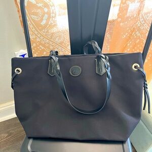 Dooney and Burke Black Nylon large tote with red interior, EUC